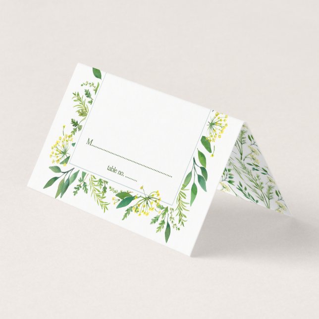 Grüne Botanische Kräuter Hochzeitskarten vom Frühl Visitenkarten (Vorderseite)
