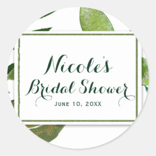 Grüne botanische Pflanze Glam Blätter Hochzeit Runder Aufkleber