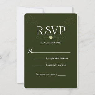 Grüne botanische rustikale Waldhochzeit RSVP Antwo Einladung