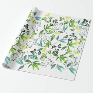 Grüne botanische Schriftzüge Geschenkpapier