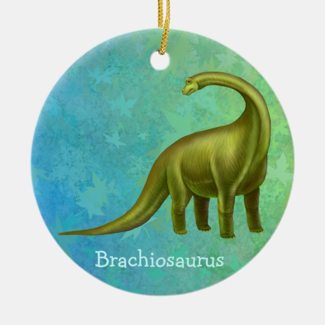 Grüne Brachiosaurus-Dinosaurier-Verzierung Keramikornament (Vorne)
