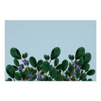 Grüne Branchen mit Blueberries Poster