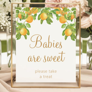 Grüne Branchen Orange Babydusche Babys sind süß Poster