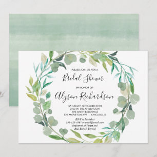 Grüne Braun-Dusche Einladung grünes Aquarell