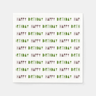 Grüne & Braune Happy Birthday Party  Serviette