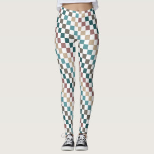 Grüne/braune, mehrkartige Leggings