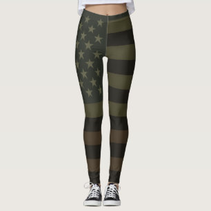 Grüne, braune und schwarze amerikanische Flagge in Leggings