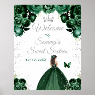 Grüne Braunhaar-Haarprinzessin Sweet Sixteen Willk Poster