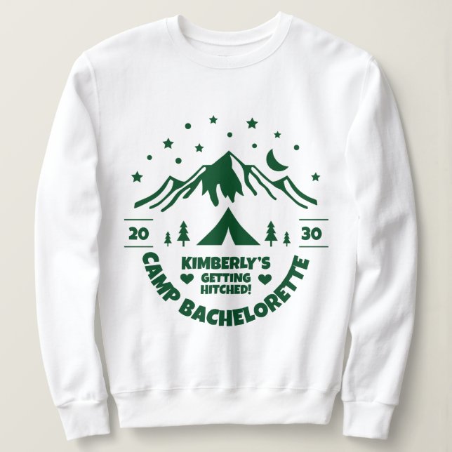 Grüne Braut-Camping-Junggesellinnenabschied Sweatshirt (Design vorne)