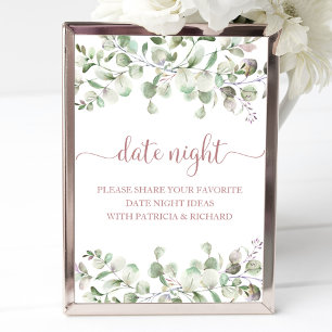 Grüne Brautparty-Date-Night-Glas-Schild Poster