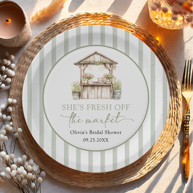 Grüne Bridal Shower Frisch auf dem Markt Pappteller (Von Creator hochgeladen)