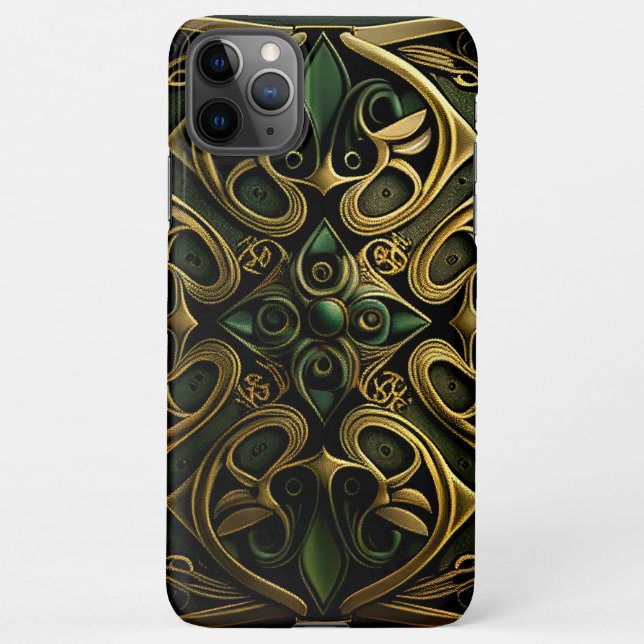Grüne Bronze Dekoration Karierte Dekoration Muster iPhone Hülle (Rückseite)