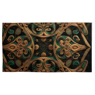Grüne Bronze Ornamente Karomuster Dekoration Kissenbezug