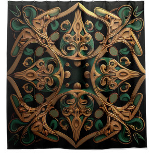 Grüne Bronze Ornamente Plaid-Muster Dekoration Duschvorhang