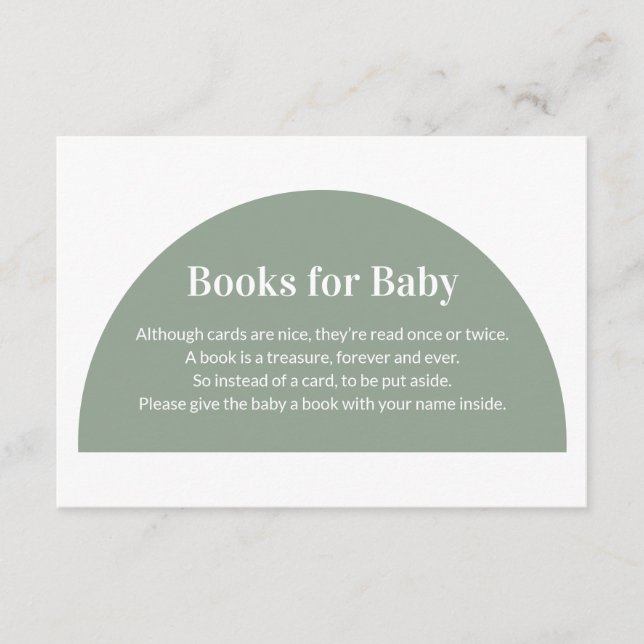 Grüne Bücher für Baby-Dusche Begleitkarte (Vorderseite)