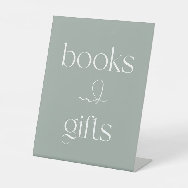 Grüne Bücher und Geschenke für Minimalistische Sei Sockelschild (Vorderseite)