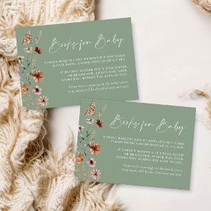 Grüne Bücher von Boho Floral Sage für die Babykart Mitteilungskarte