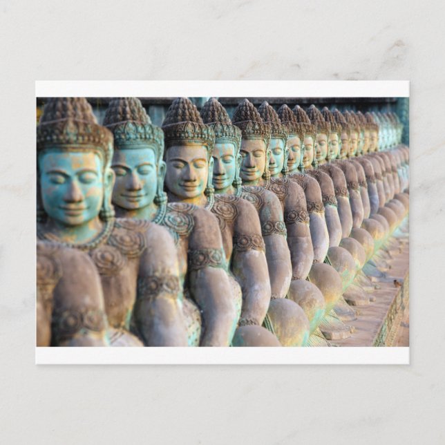 Grüne Buddha-Statuen Siem Reap Cambodia Postkarte (Vorderseite)