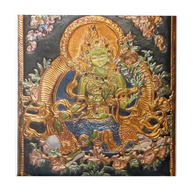 GRÜNE BUDDHISTISCHE GOTTHEITS-FLIESE TARAS FLIESE (Vorderseite)