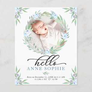 Grüne Budget Geburtsankündigung Danke Karte