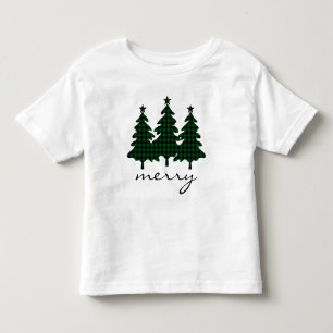 Grüne Büffelkarierte Kiefern Kleinkind T-shirt
