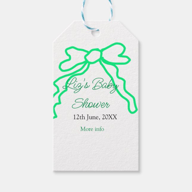 Grüne Buggreife Babydusche hinzufügen Datum modern Geschenkanhänger (Vorderseite)