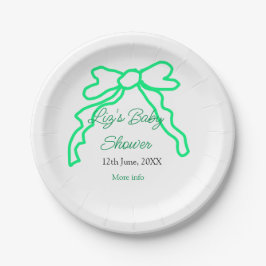 Grüne Buggreife Babydusche hinzufügen Datum modern Pappteller