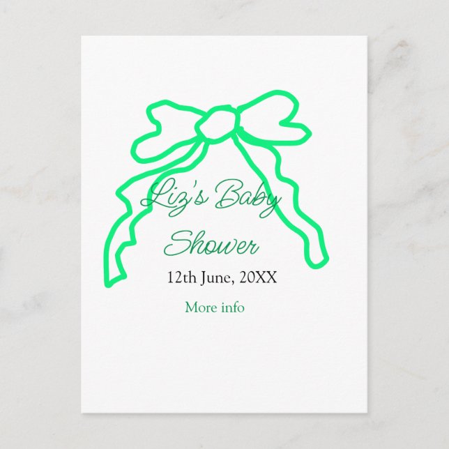 Grüne Buggreife Babydusche hinzufügen Datum modern Postkarte (Vorderseite)