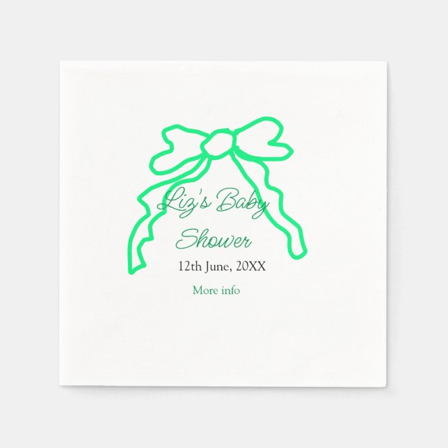 Grüne Buggreife Babydusche hinzufügen Datum modern Serviette (Vorderseite)