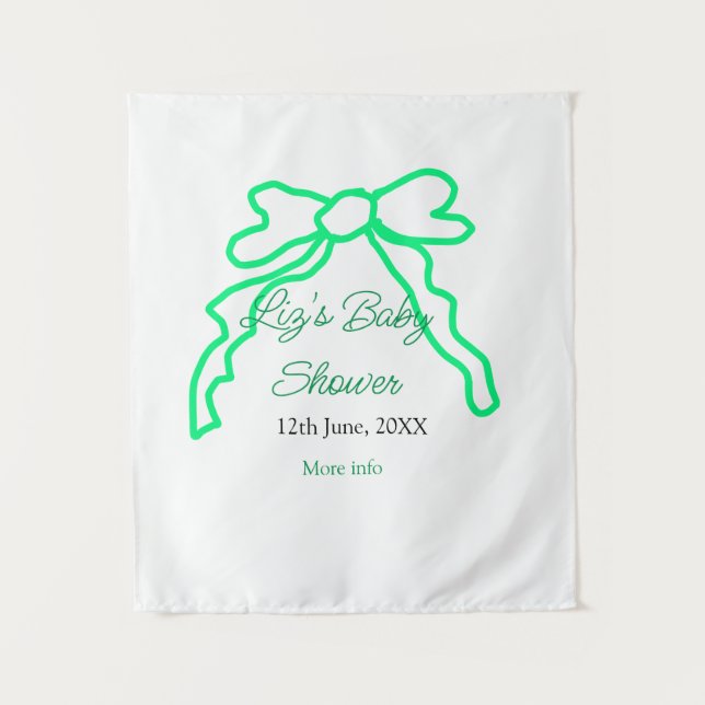 Grüne Buggreife Babydusche hinzufügen Datum modern Wandteppich (Vorderseite)