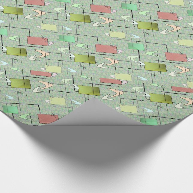 Grüne Bumerangs mit Veilchen und Rosa Geschenkpapier (Ecke)