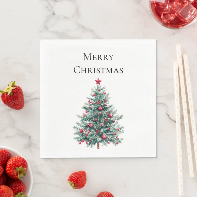 Grüne Burgund Weihnachtsbaumen Ornamente Serviette (Beispiel)
