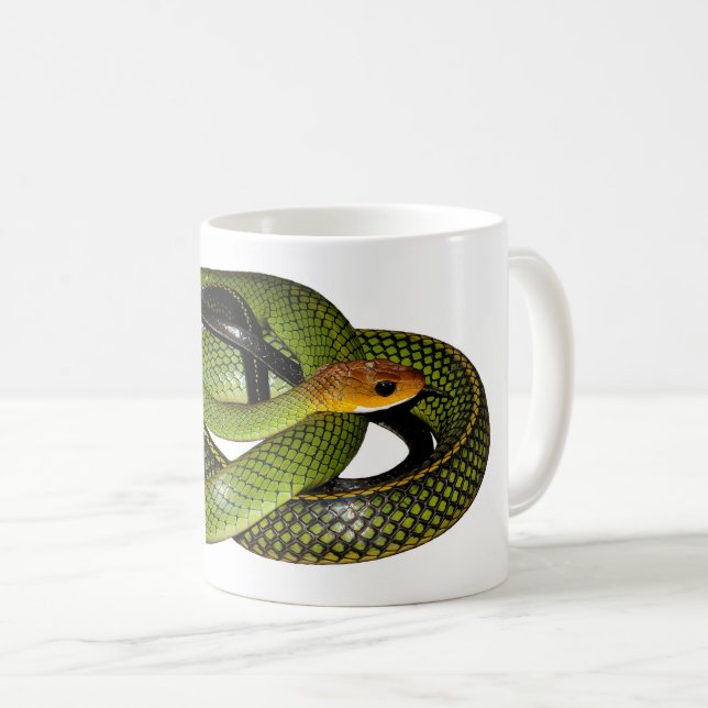 Grüne Bush-Ratten-Schlange Kaffeetasse (VorderseiteRechts)