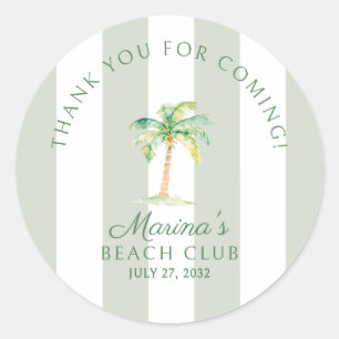 Grüne Cabana Streifen Palm Beach Club Danke Runder Aufkleber