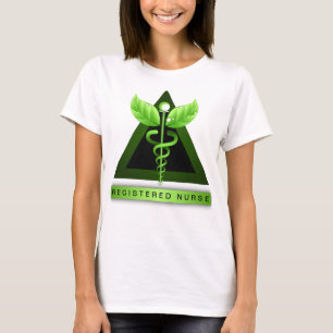 Grüne Caduceus-Symbol RN-Krankenschwester-Ikone T-Shirt