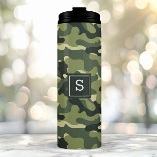 Grüne Camo-Tarnung Outdoor-Jagd Monogramm Thermosbecher