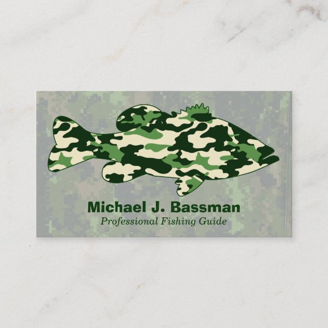 Grüne Camouflage-Bass-Fischen Visitenkarte (Vorderseite)