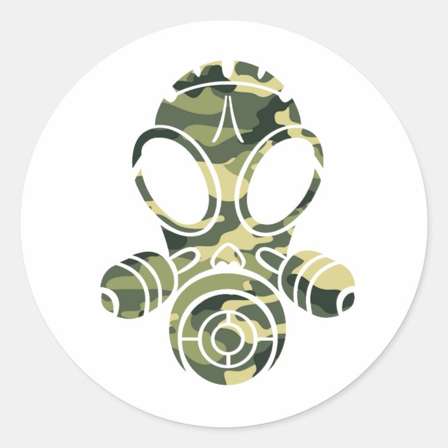 grüne Camouflage der Gasmaske Runder Aufkleber (Vorderseite)