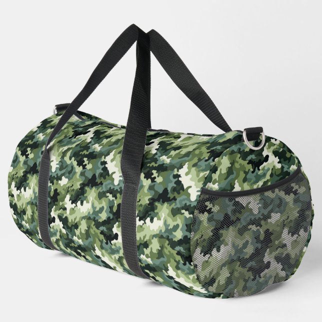 Grüne Camouflage Duffle Bag (Rechte Ecke)