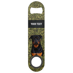 Grüne Camouflage Hund Rottweiler Haustier Tiername Speed Flaschenöffner