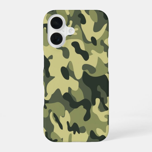 Grüne Camouflage iPhone 16 Hülle (Rückseite)