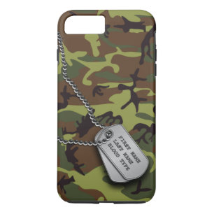 Grüne Camouflage mit Hundeplaketten iPhone 8 Plus/7 Plus Hülle