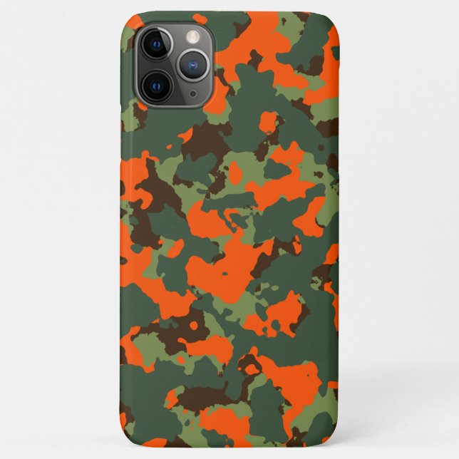 Grüne Camouflage mit Sicherheits-Flammen-Orange Case-Mate iPhone Hülle (Rückseite)
