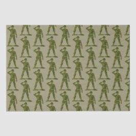 Grüne Camouflage Saluting Soldiers Pattern Seidenpapier