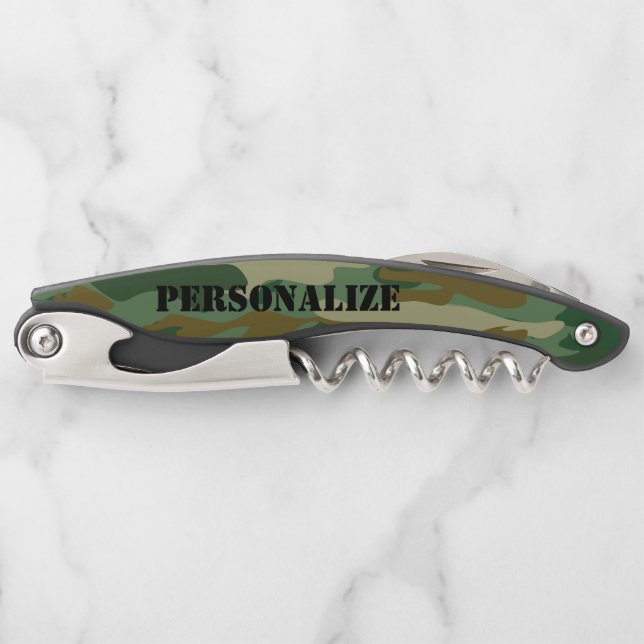 Grüne Camouflage Tarnkappenschnecke Kellnermesser (Vorderseite)