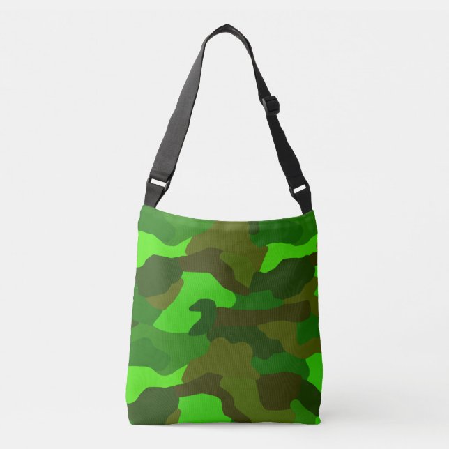 Grüne Camouflage Tragetaschen Mit Langen Trägern (Vorderseite)
