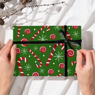 Grüne Candy Cane & Swirl Weihnachtspapier Geschenkpapier