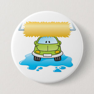 Grüne Cartoon-Autowäsche Glückliches kleines Auto Button