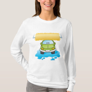 Grüne Cartoon-Autowäsche Glückliches kleines Auto T-Shirt