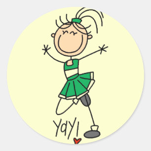 Grüne Cheerleader Tshirts und Geschenke Runder Aufkleber